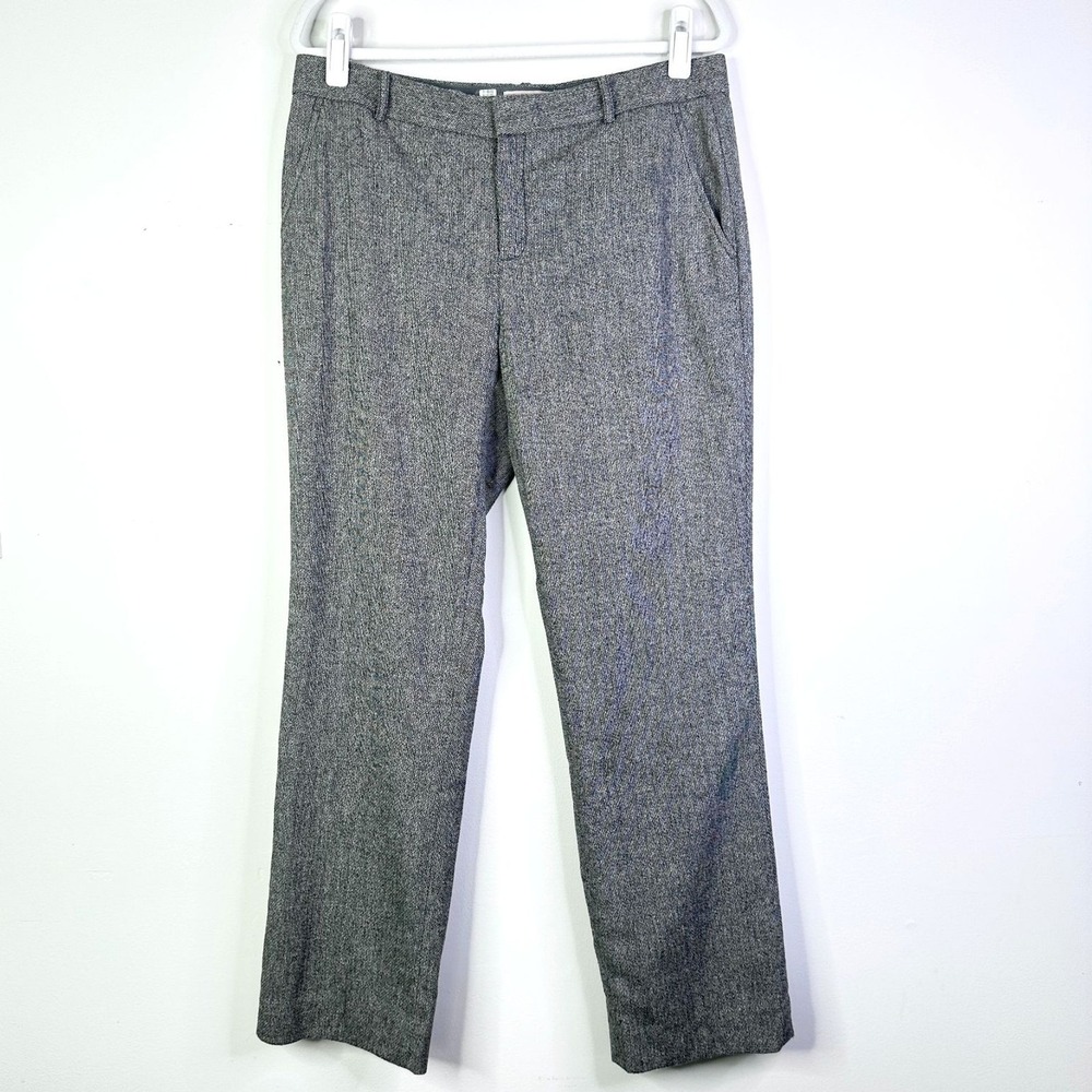 Banana Republic Pants Women 12 Gray Tweed Mid‎ Rise Wool Blend Trouser Corpcore